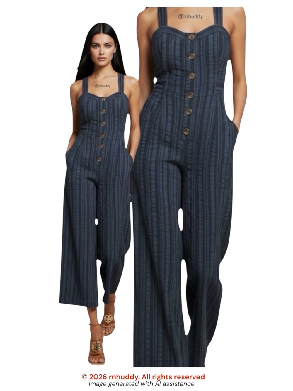 Carly Jean Los Angeles XS blue 55% linen crop jumpsuit